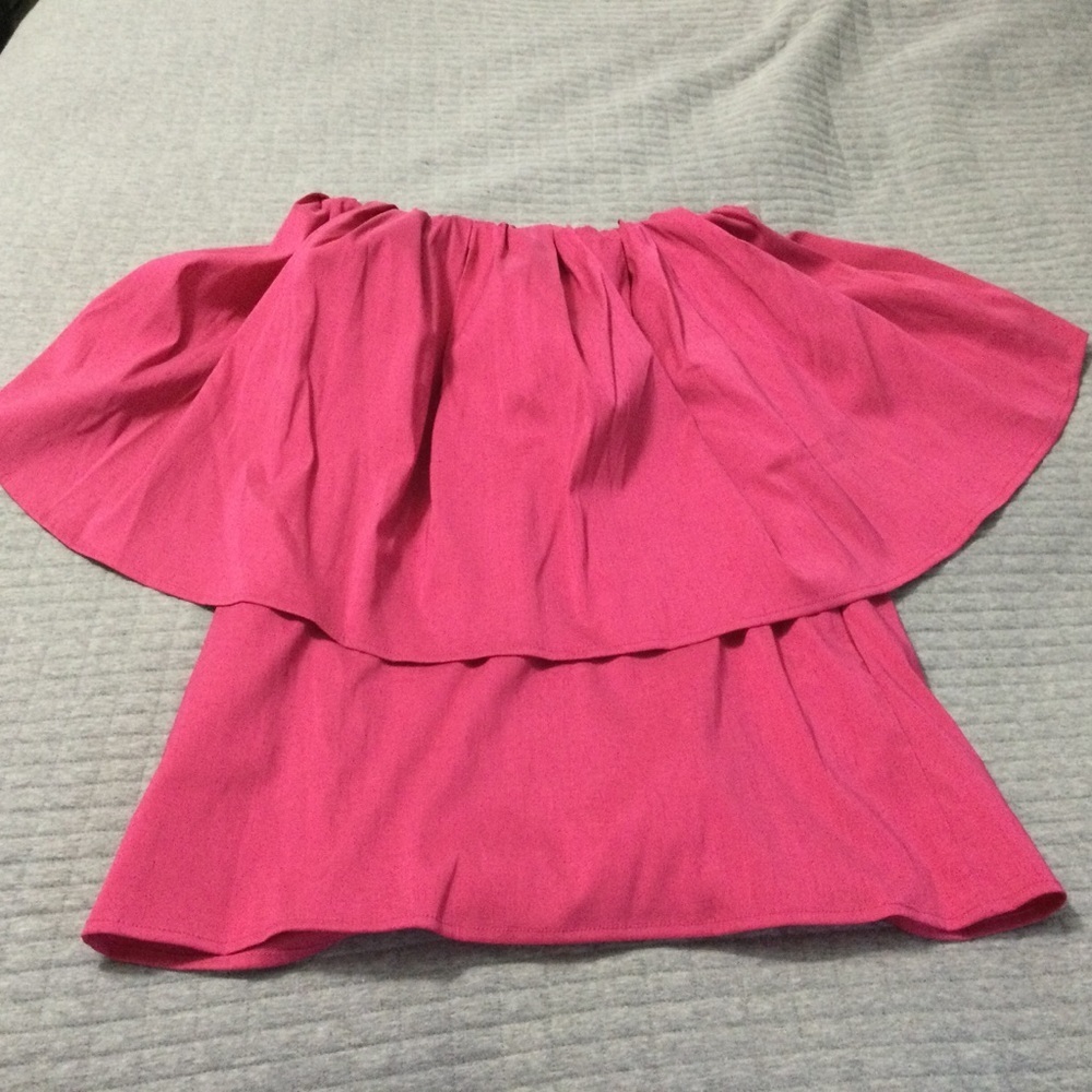 5Rue Pink Layered Off-Shoulder Blouse Size S - Picture 4 of 8